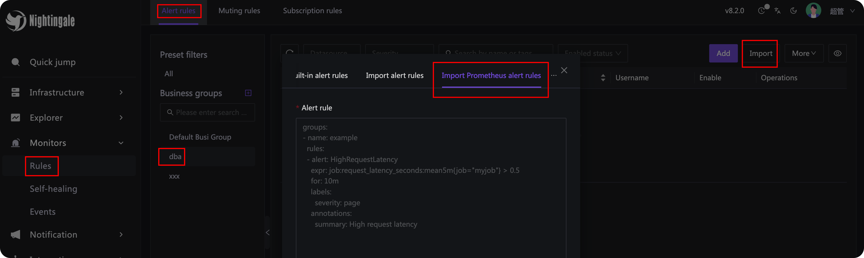 Import Prometheus Alerting Rules