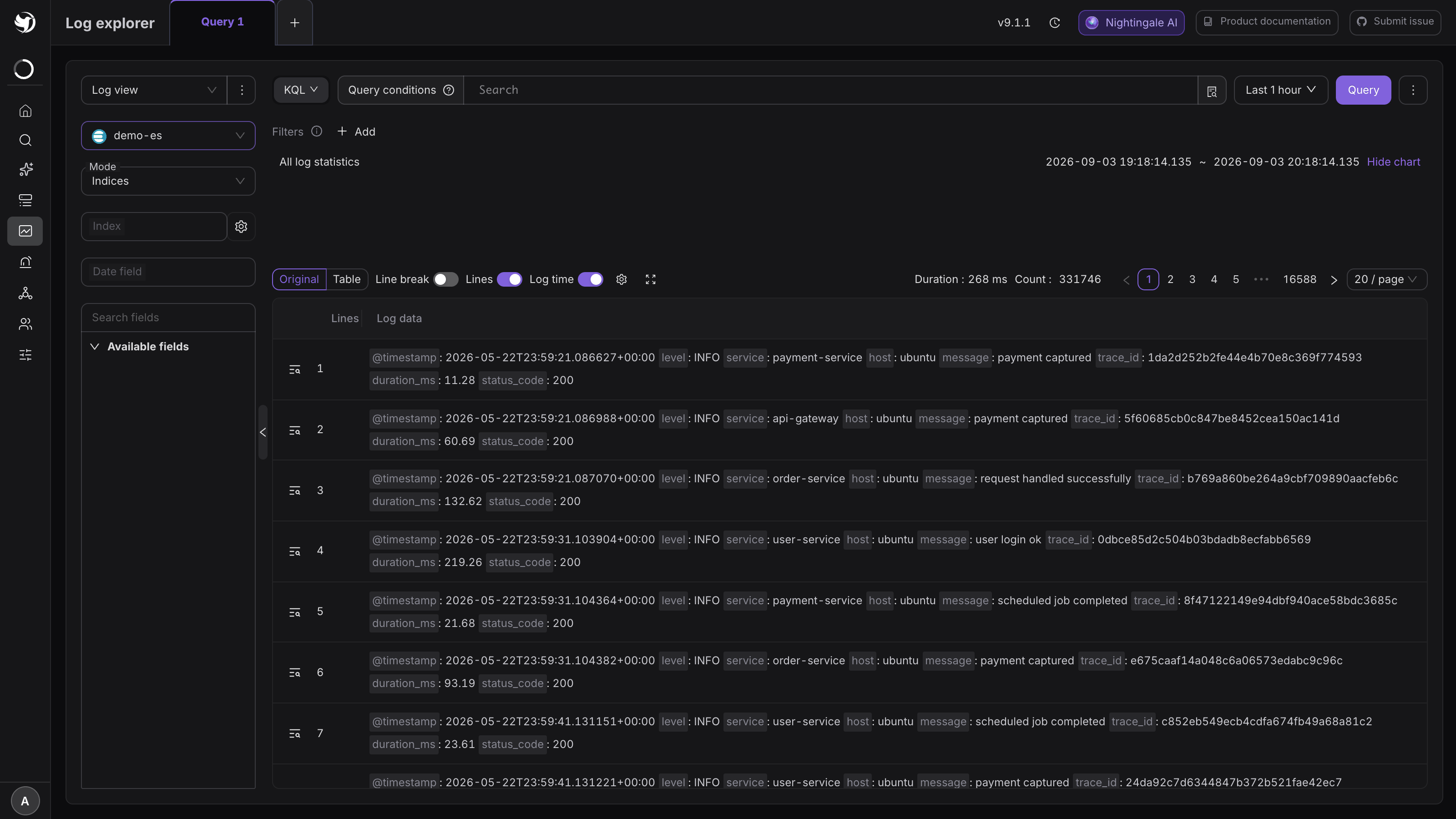 Log explorer