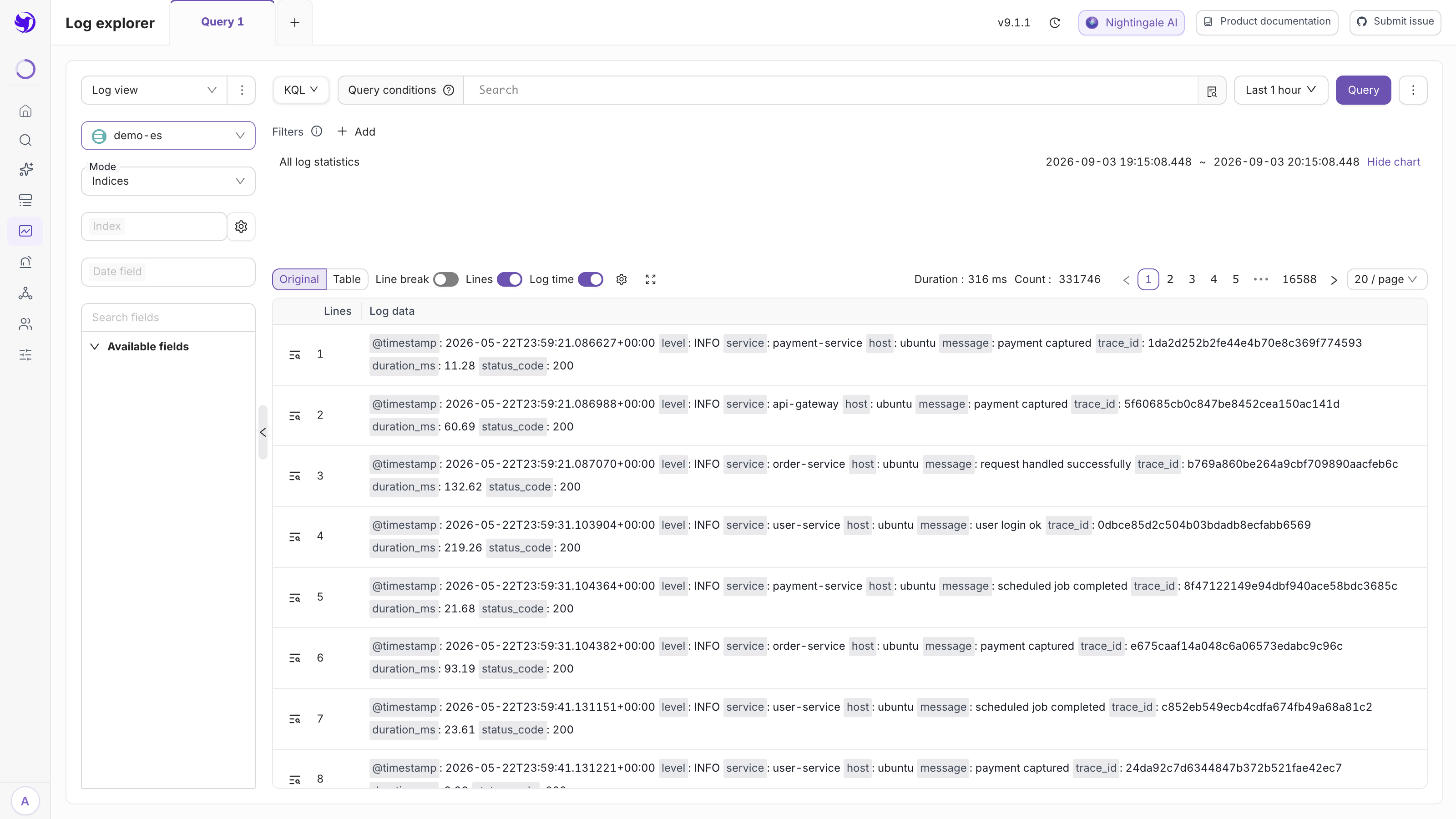 Log explorer