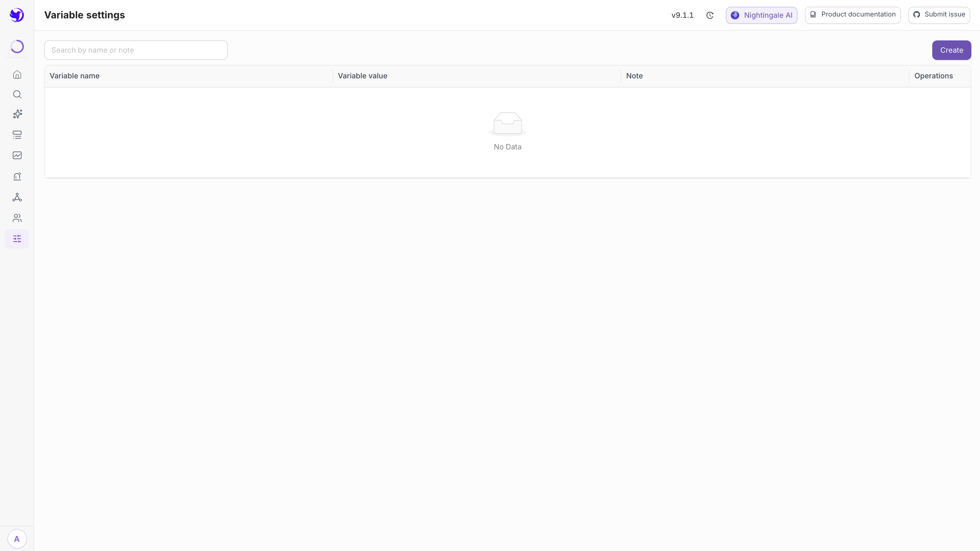Variable settings