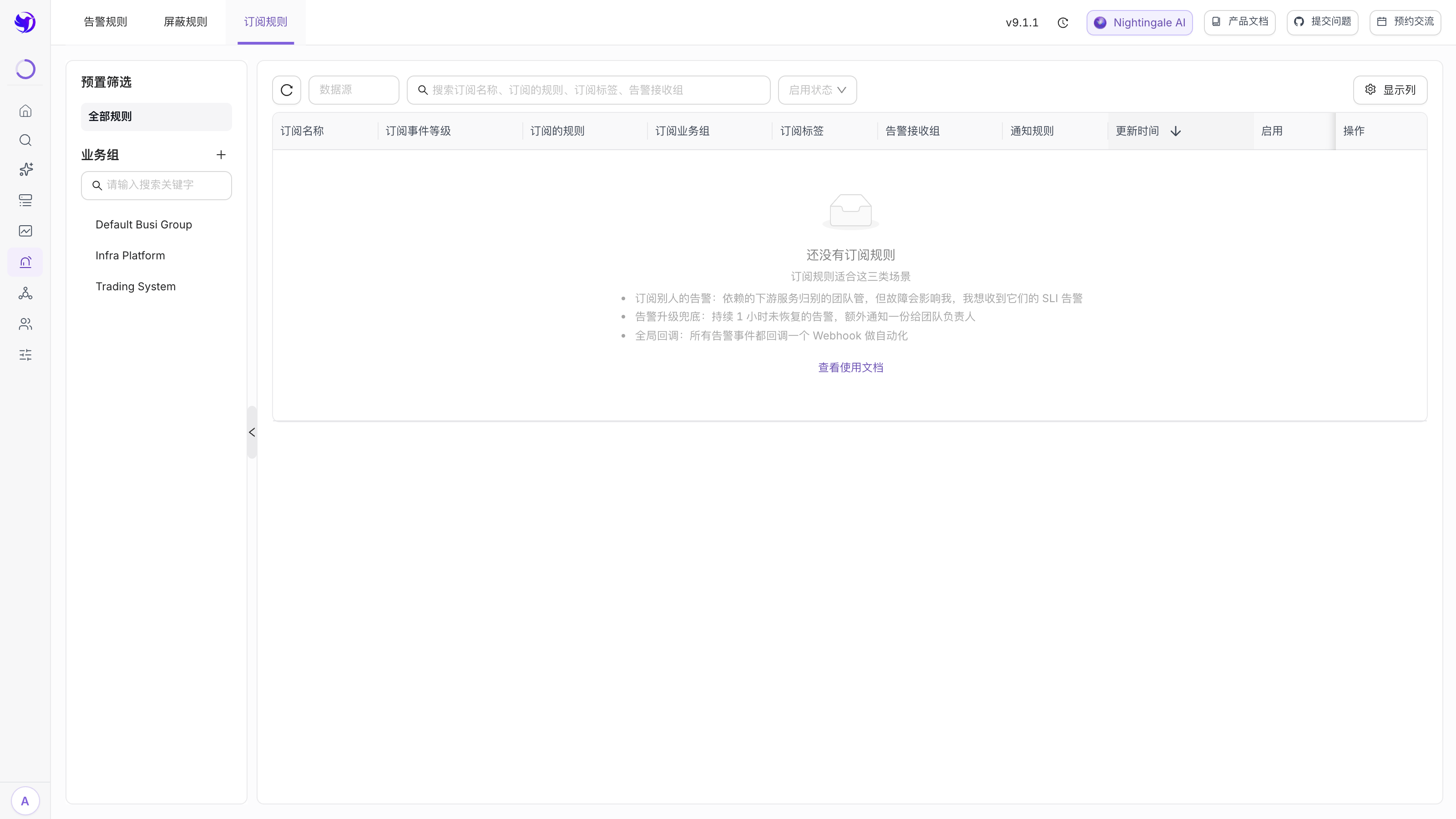 订阅规则列表